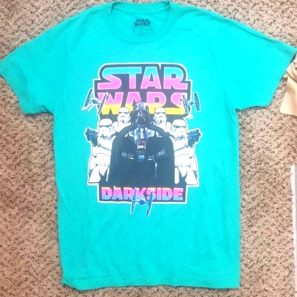 Star Wars Dark Side T-Shirt Neon Blue Mens Small